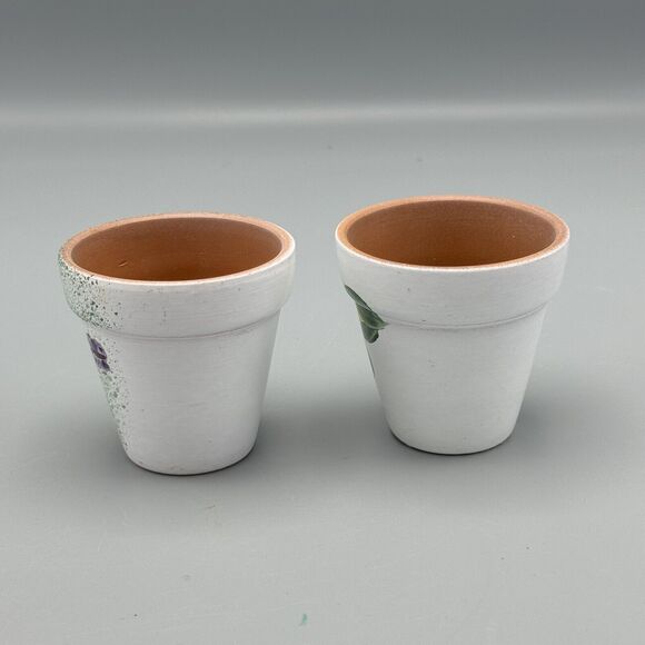 2 Small Hand Painted Succulent Herb Window Ledge Planters Sunflowers Daisies 2.5 - Picture 3 of 6